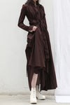 marc le bihan 2150 front pleated dress aubergine